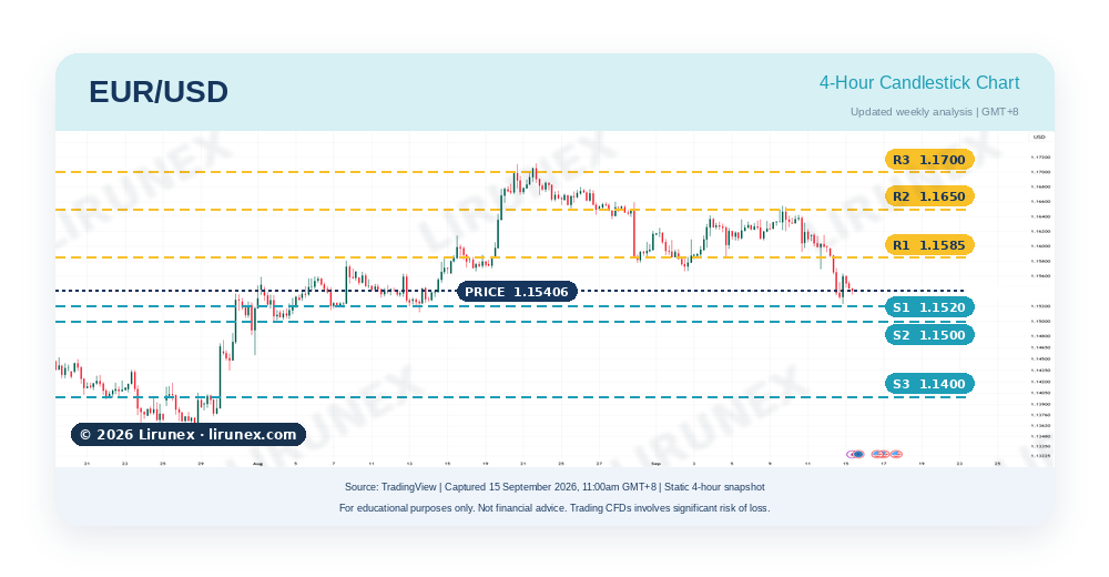 EUR/USD chart with key levels before the Fed rate decision, pairs to watch this week Sep 2026