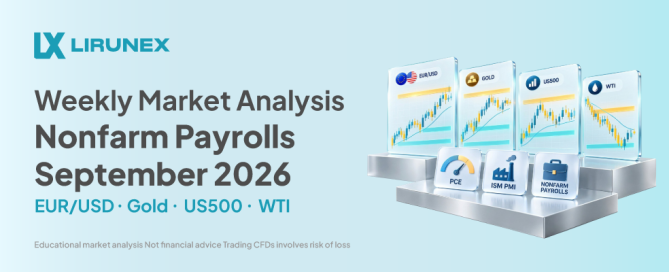 Nonfarm payrolls September 2026 week key levels for EUR/USD, gold, US500 and WTI crude, Sep 28 to Oct 2